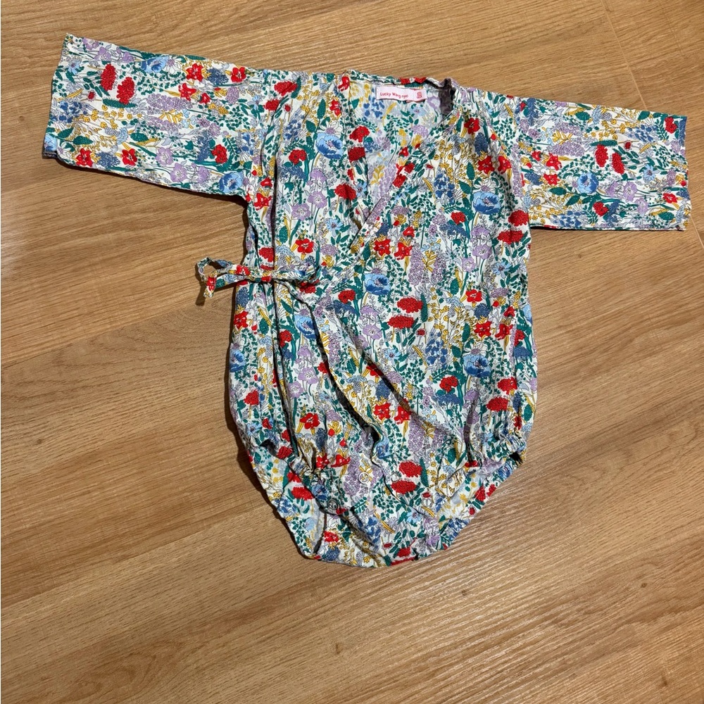 Floral Wrap-Front Baby One-Piece Bodysuit — Multicolor